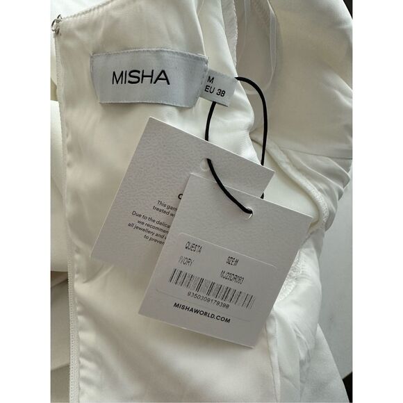 NWT MISHA Questa Chain Mini Dress in Ivory Size M $395 - Picture 9 of 10